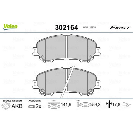 VALEO 302164 Pastiglie freno Anteriore per