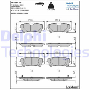 DELPHI LP3254 Brzdové platničky Zadné pre