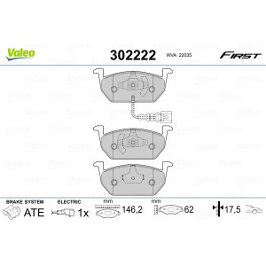 VALEO 302222 Klocki hamulcowe Przód dla