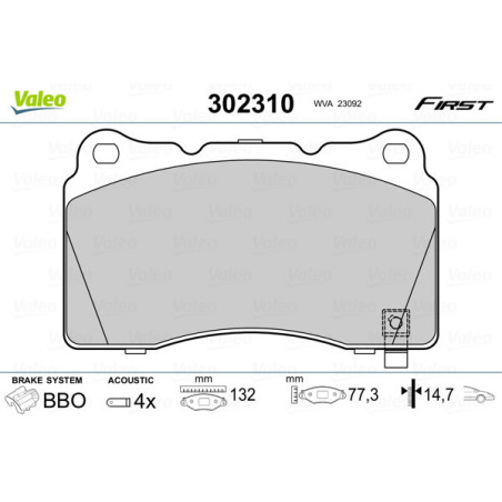 VALEO 302310 Klocki hamulcowe Przód dla