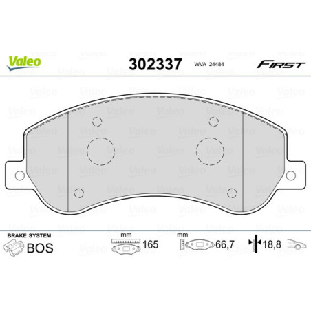 VALEO 302337 Brzdové platničky Predné pre