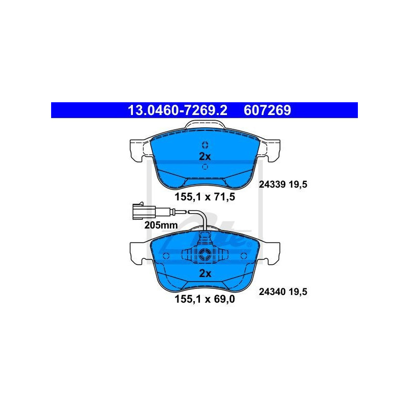 ATE 13.0460-7269.2 Brake Pads Set Front for Alfa Giulietta