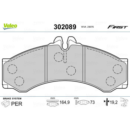 VALEO 302089 Plaquettes de frein Avant pour  Arrière pour