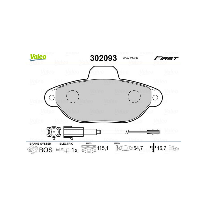 VALEO 302093 Klocki hamulcowe Przód dla