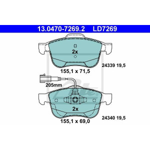 Pastiglie freno Anteriore per Alfa Romeo Giulietta ATE 13.0470-7269.2 CERAMIC