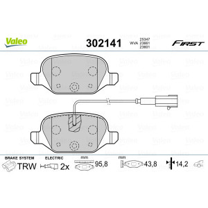 VALEO 302141 Brzdové destičky Zadní pro