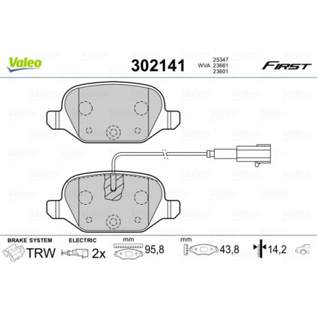 VALEO 302141 Pastillas de freno Trasero para
