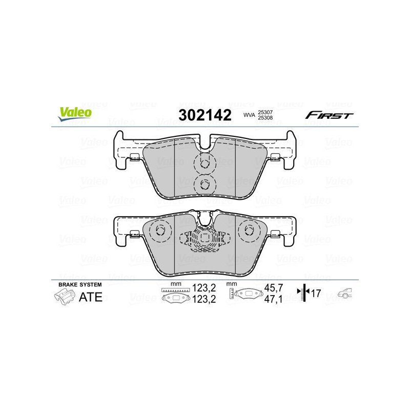 VALEO 302142 Klocki hamulcowe Tył dla