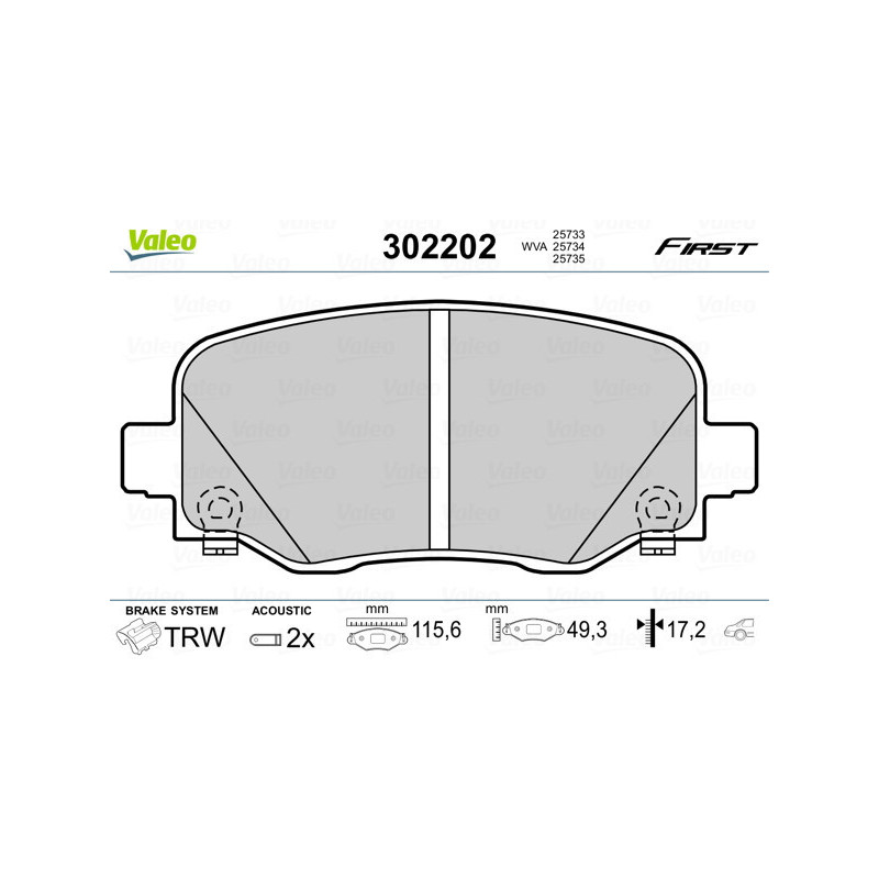 VALEO 302202 Bremsbeläge Hinten für