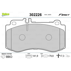 VALEO 302226 Brzdové platničky Predné pre