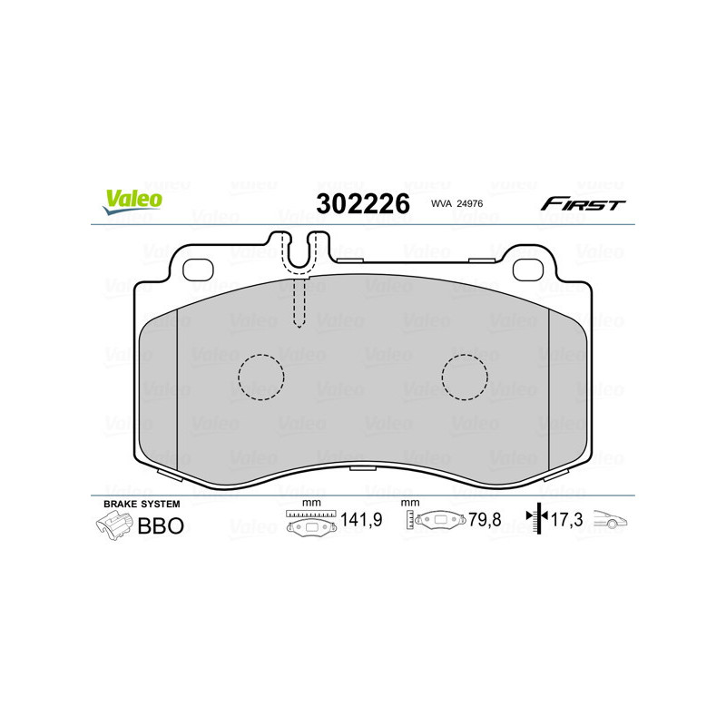 VALEO 302226 Klocki hamulcowe Przód dla