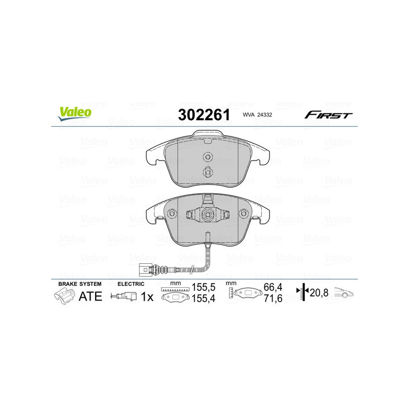 VALEO 302261 Klocki hamulcowe Przód dla