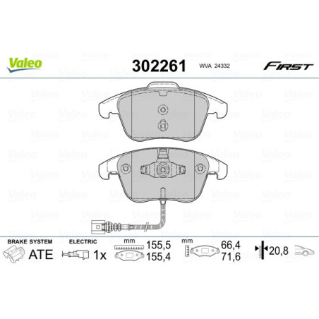 VALEO 302261 Plaquettes de frein Avant pour
