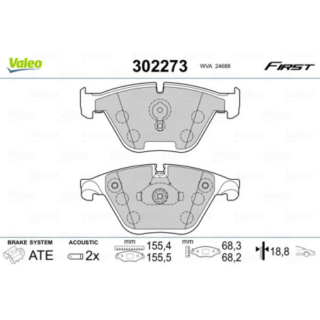 VALEO 302273 Pastillas de freno Delantero para