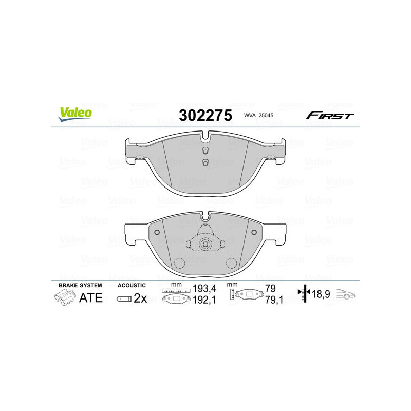 VALEO 302275 Brzdové platničky Predné pre