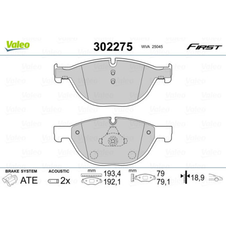 VALEO 302275 Klocki hamulcowe Przód dla