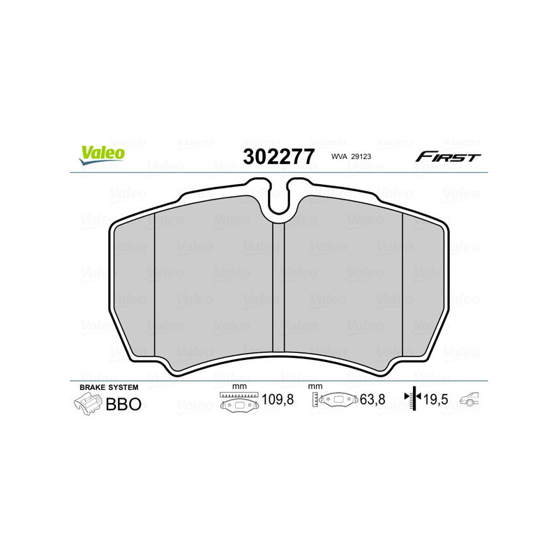 VALEO 302277 Pastillas de freno Trasero para