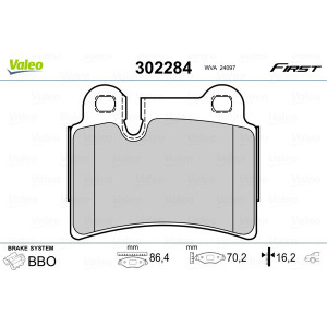 VALEO 302284 Brzdové platničky Zadné pre