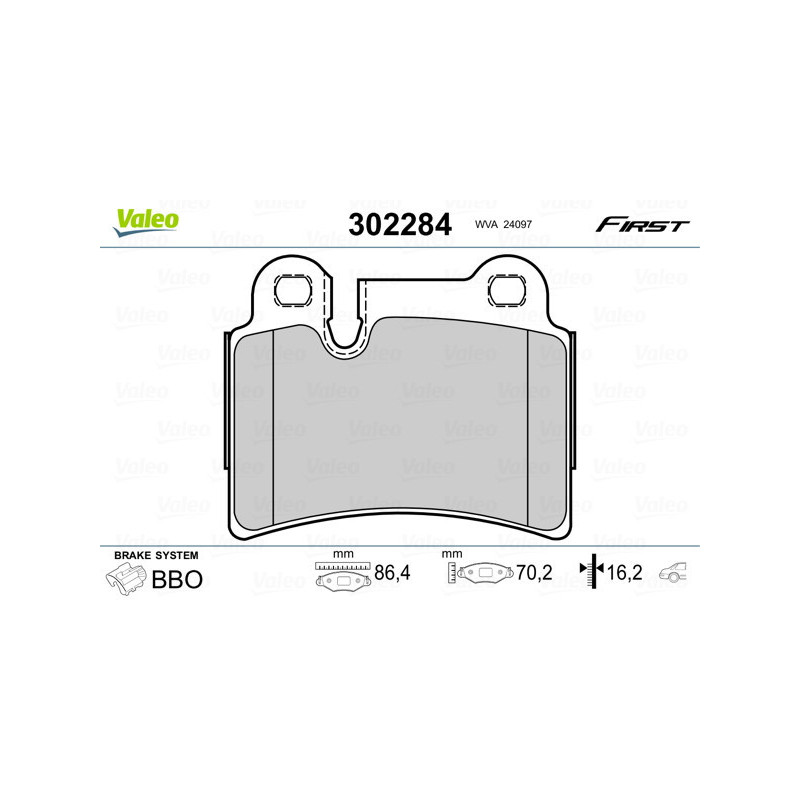 VALEO 302284 Plaquettes de frein Arrière pour