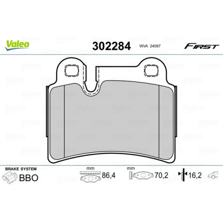 VALEO 302284 Pastillas de freno Trasero para