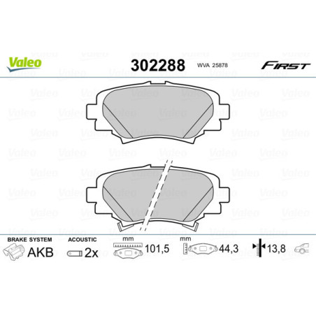 VALEO 302288 Plaquettes de frein Arrière pour