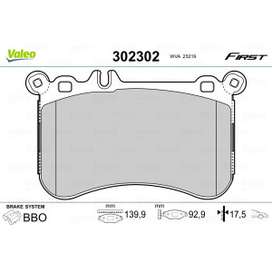 VALEO 302302 Brzdové platničky Predné pre