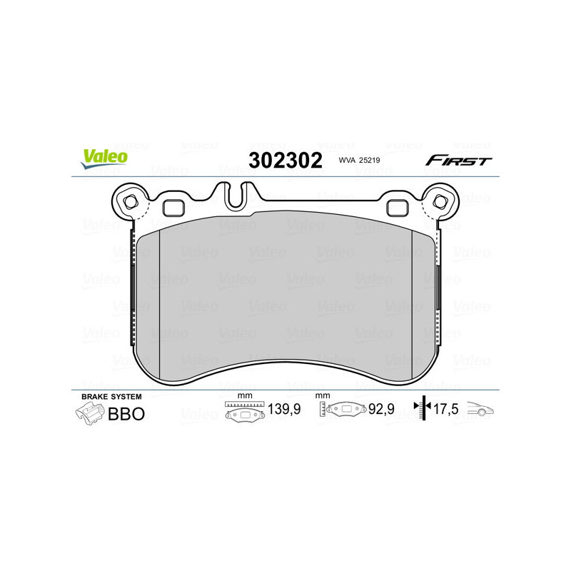 VALEO 302302 Klocki hamulcowe Przód dla