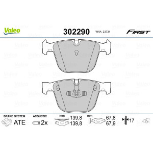 VALEO 302290 Brzdové platničky Zadné pre