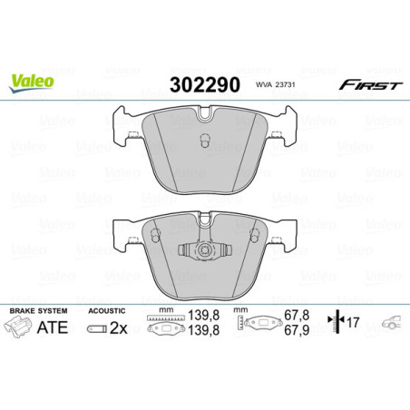 VALEO 302290 Klocki hamulcowe Tył dla