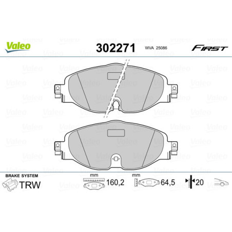 VALEO 302271 Klocki hamulcowe Przód dla