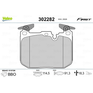 VALEO 302282 Brzdové platničky Predné pre