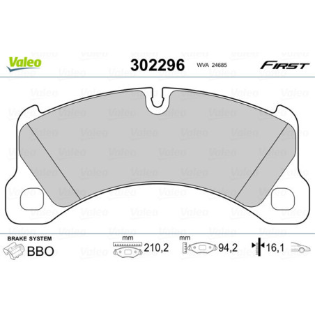 VALEO 302296 Klocki hamulcowe Przód dla