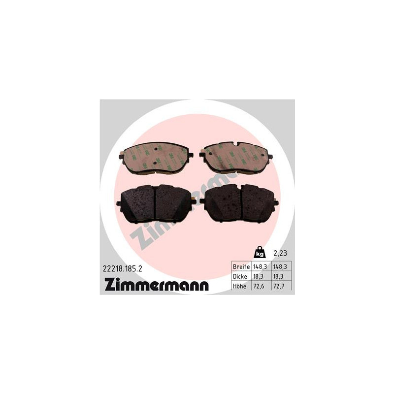ZIMMERMANN 22218.185.2 Klocki hamulcowe Przód dla
