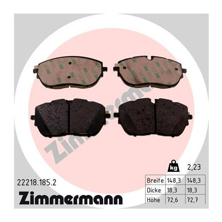 ZIMMERMANN 22218.185.2 Bremsbeläge Vorne für