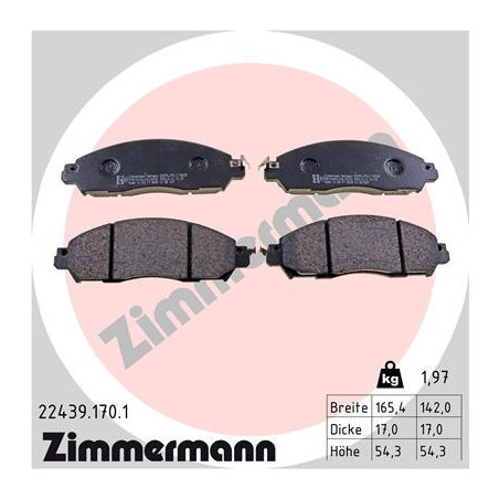 ZIMMERMANN 22439.170.1 Brzdové destičky Přední pro