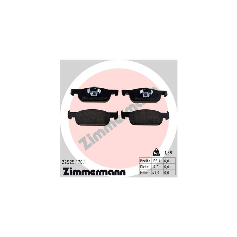 ZIMMERMANN 22525.170.1 Pastillas de freno