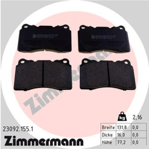 ZIMMERMANN 23092.155.1 Brzdové platničky Predné pre