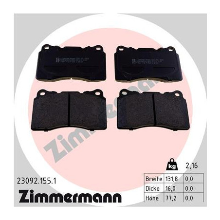 ZIMMERMANN 23092.155.1 Brake Pads Set Front for