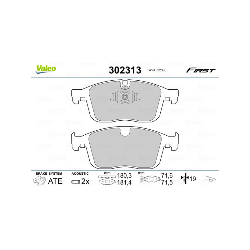 VALEO 302313 Brzdové destičky Přední pro