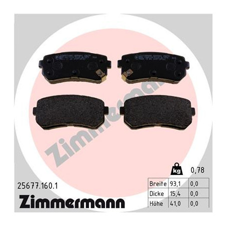 ZIMMERMANN 25677.160.1 Klocki hamulcowe Tył dla