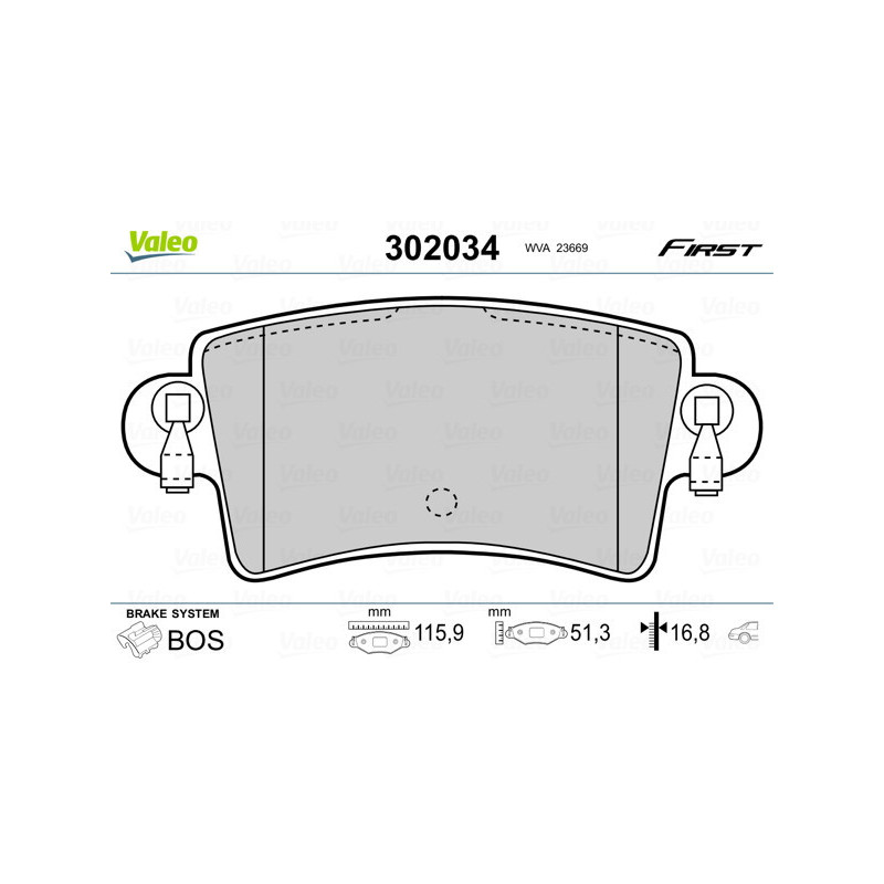 VALEO 302034 Plaquettes de frein Arrière pour