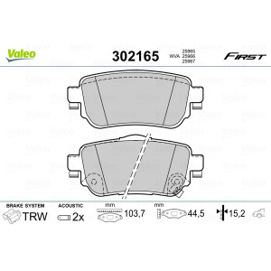 VALEO 302165 Brake Pads Set Rear for