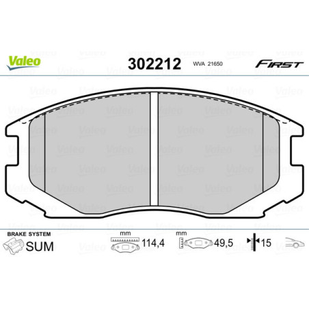VALEO 302212 Brzdové platničky Predné pre