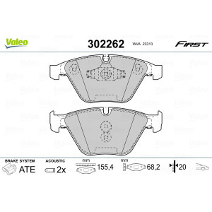 VALEO 302262 Brzdové platničky Predné pre