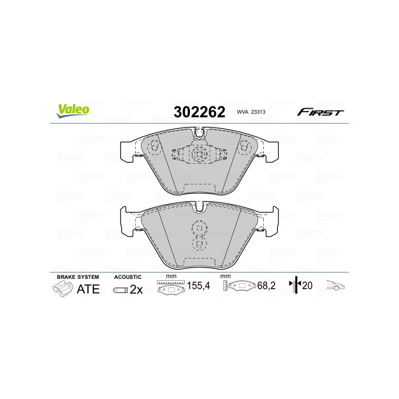 VALEO 302262 Pastiglie freno Anteriore per