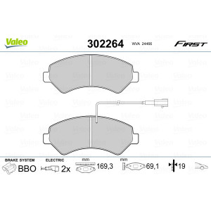 VALEO 302264 Brzdové platničky Predné pre