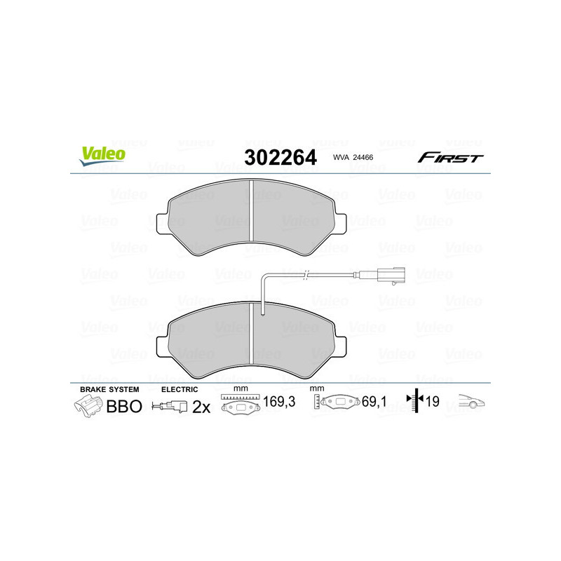 VALEO 302264 Pastillas de freno Delantero para