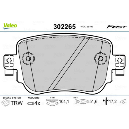 VALEO 302265 Plaquettes de frein Arrière pour