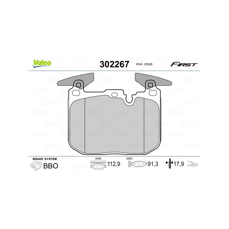 VALEO 302267 Brzdové destičky Přední pro