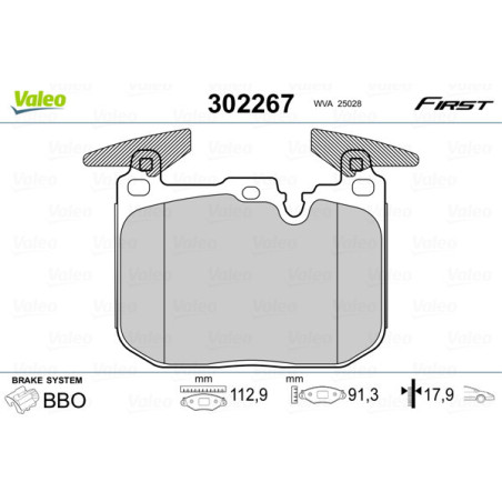 VALEO 302267 Brzdové destičky Přední pro